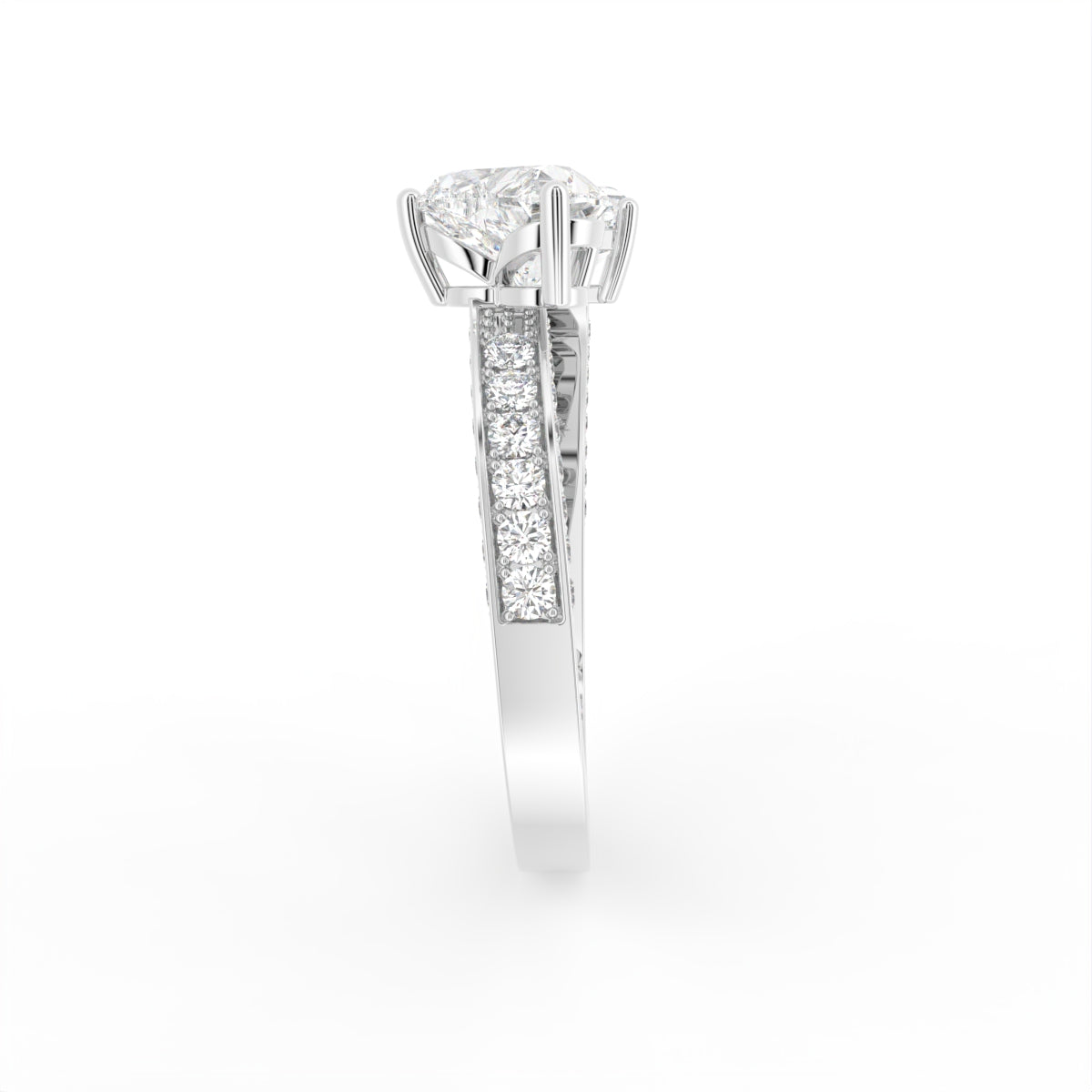18K Bespoke Heart Diamond Ring — SIDE