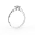 18K White Gold Floral Round Diamond Ring — TOP