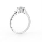 18K White Gold Floral Round Diamond Ring — TOP
