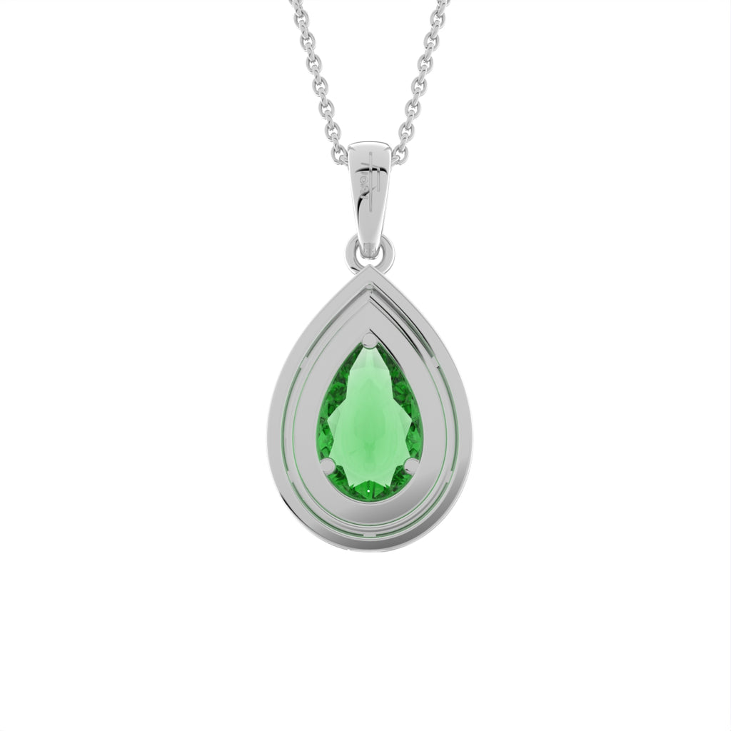 18K Halo Pear Diamond Pendant — BACK