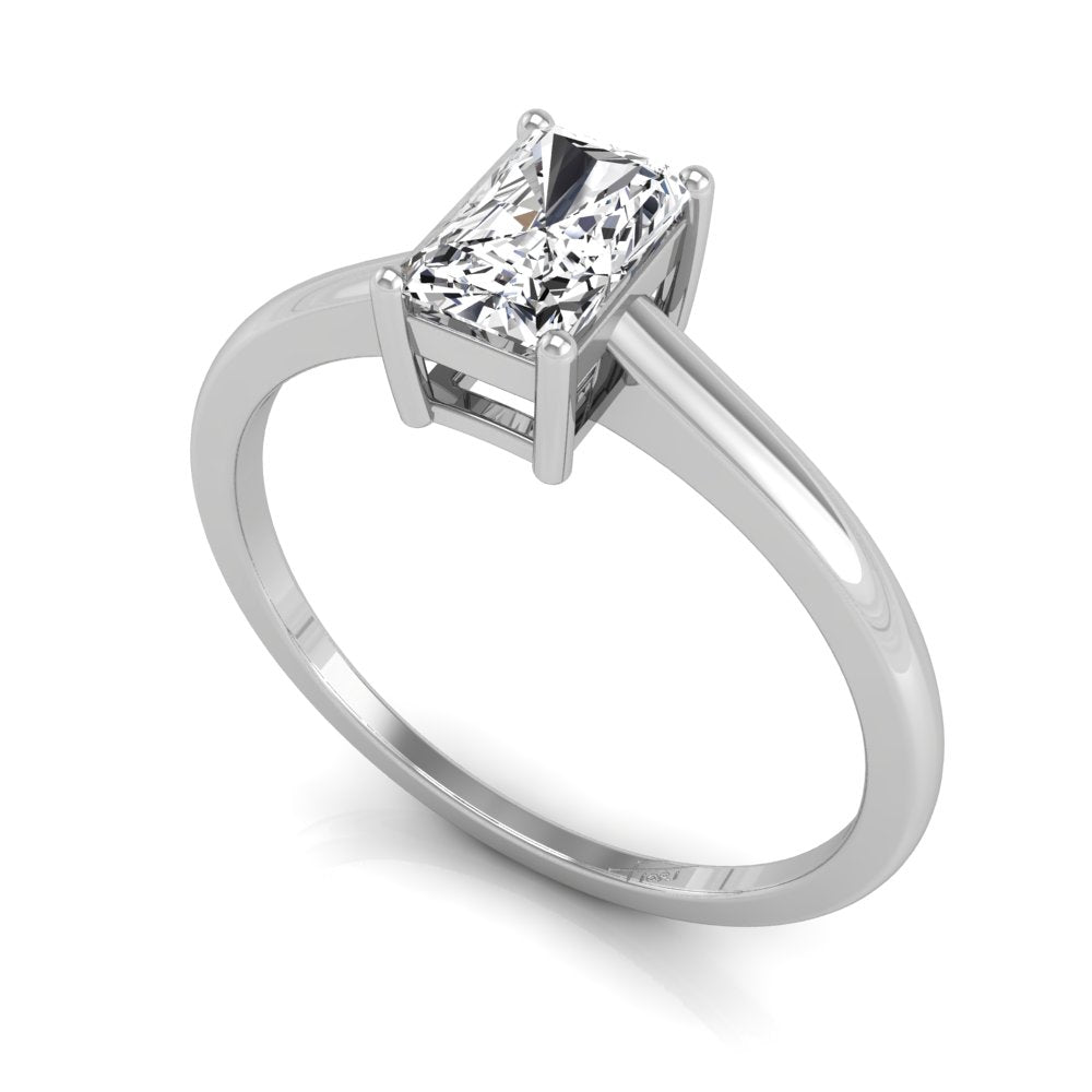 18K Solitaire Emerald-Cut Diamond Ring — 3D VIEW