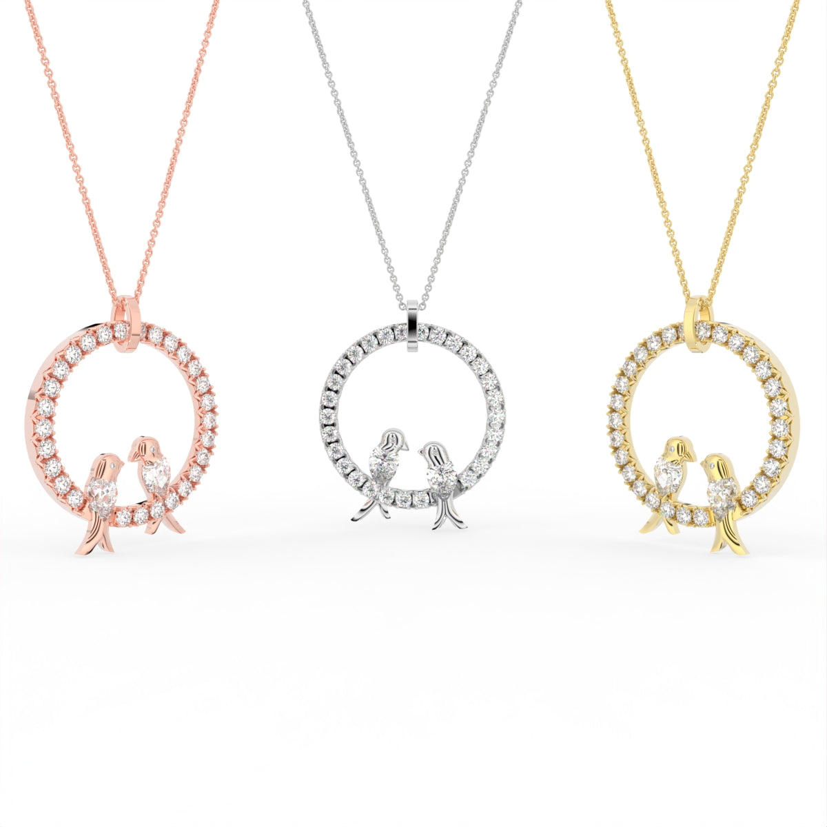 Sterling Silver Diamond Pendant — 3 COLOR