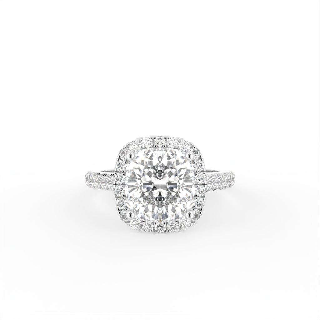 18K Halo Cushion Cut Diamond Engagement Ring — TOP