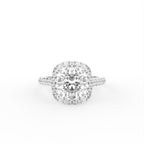 18K Halo Cushion Cut Diamond Engagement Ring — TOP