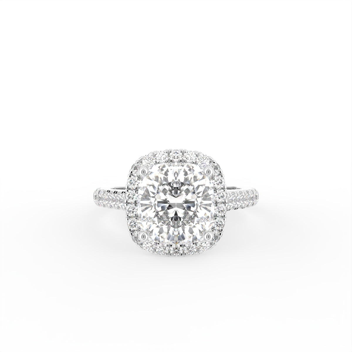 18K Halo Cushion Cut Diamond Engagement Ring — TOP