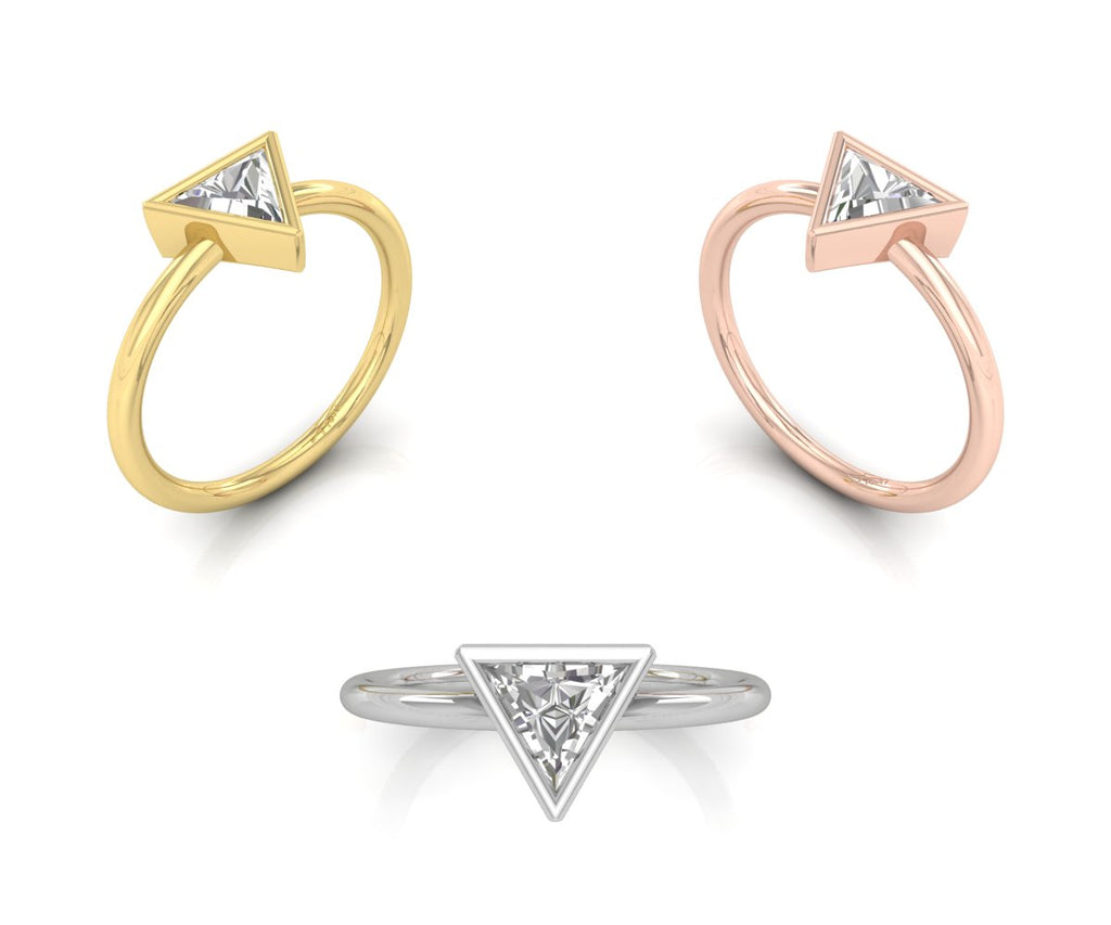 18K Solitaire Baguette Diamond Promise Ring — 3 COLOR