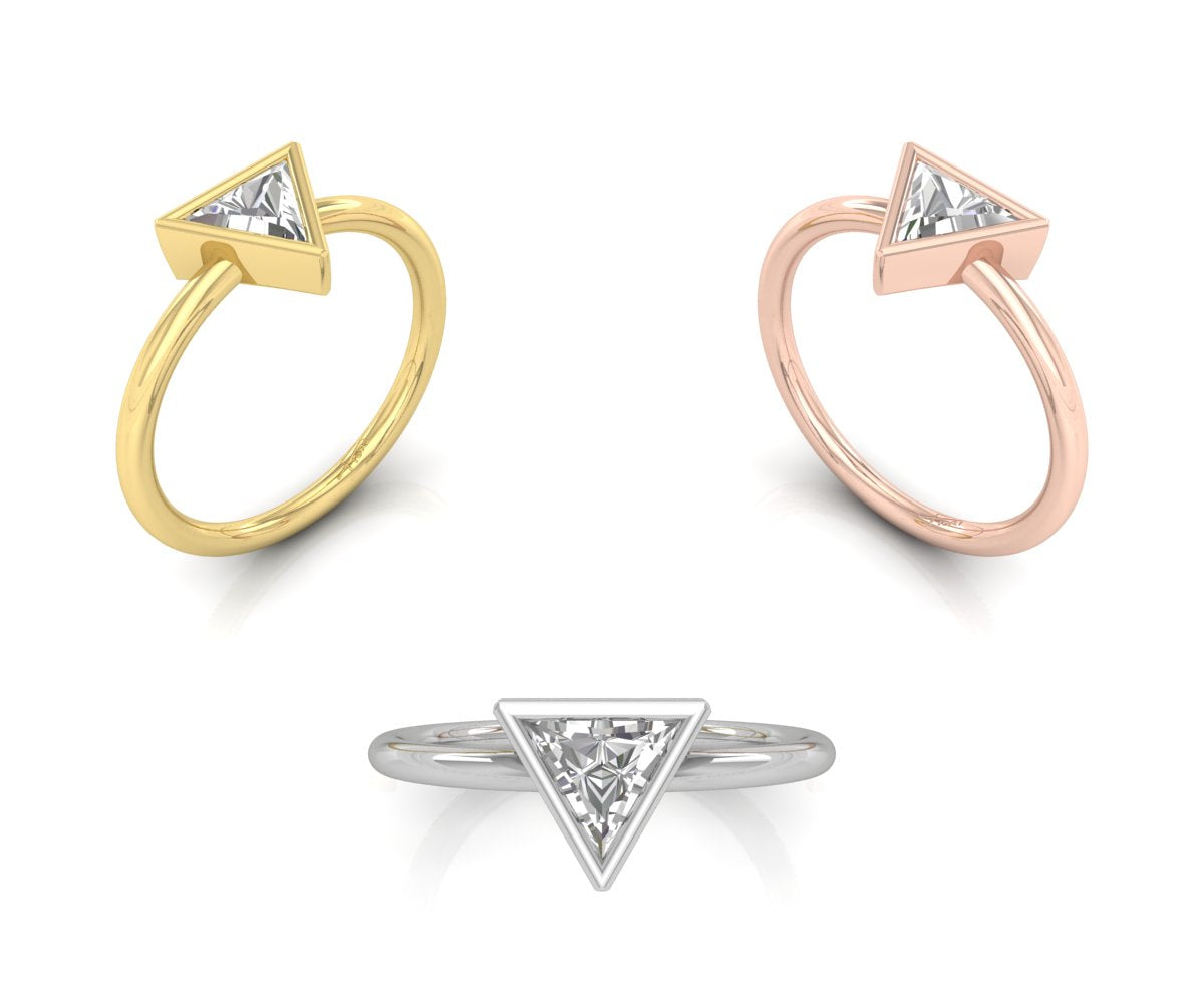 18K Solitaire Baguette Diamond Promise Ring — 3 COLOR