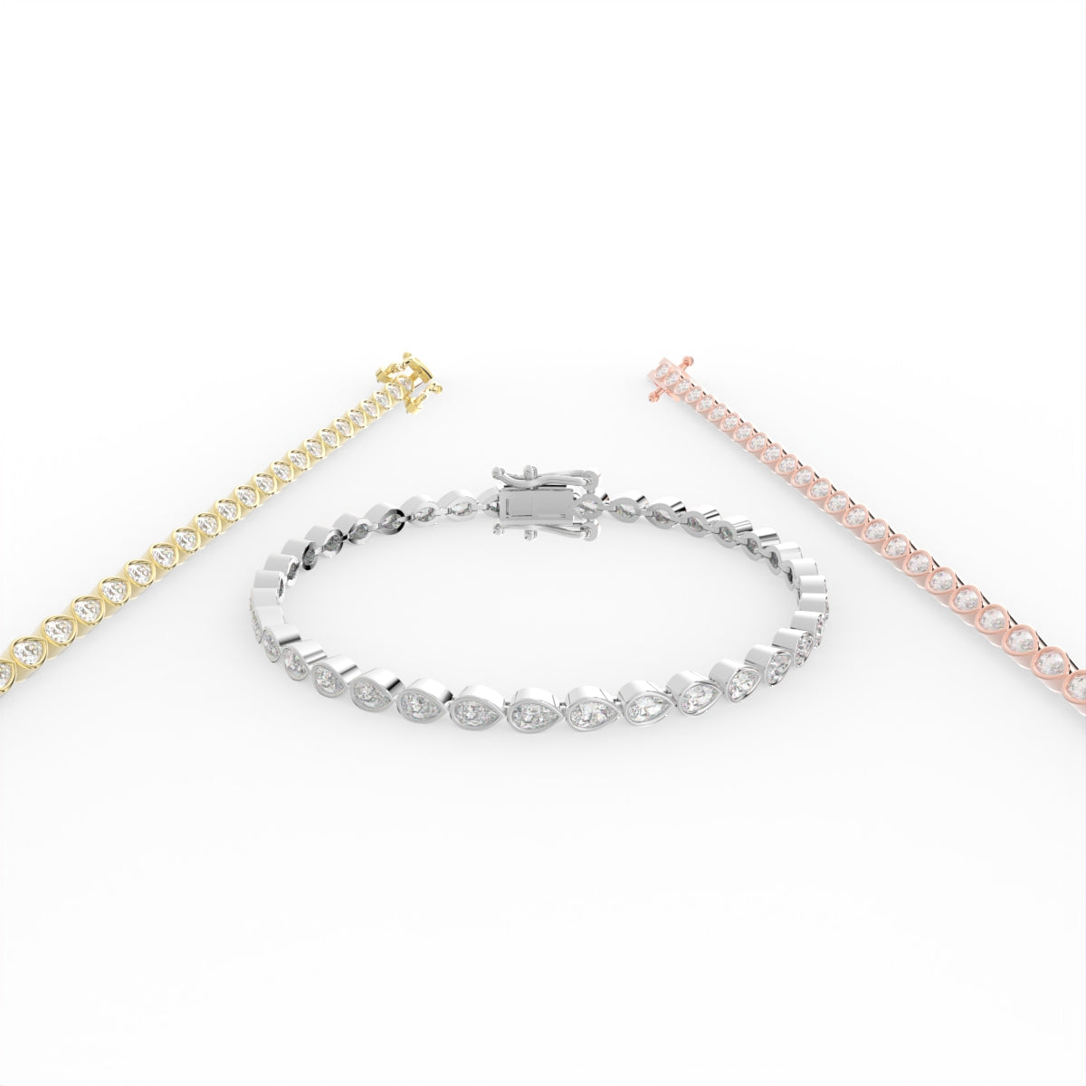 18K Pear Diamond Bezel Bracelet — 3 COLOR