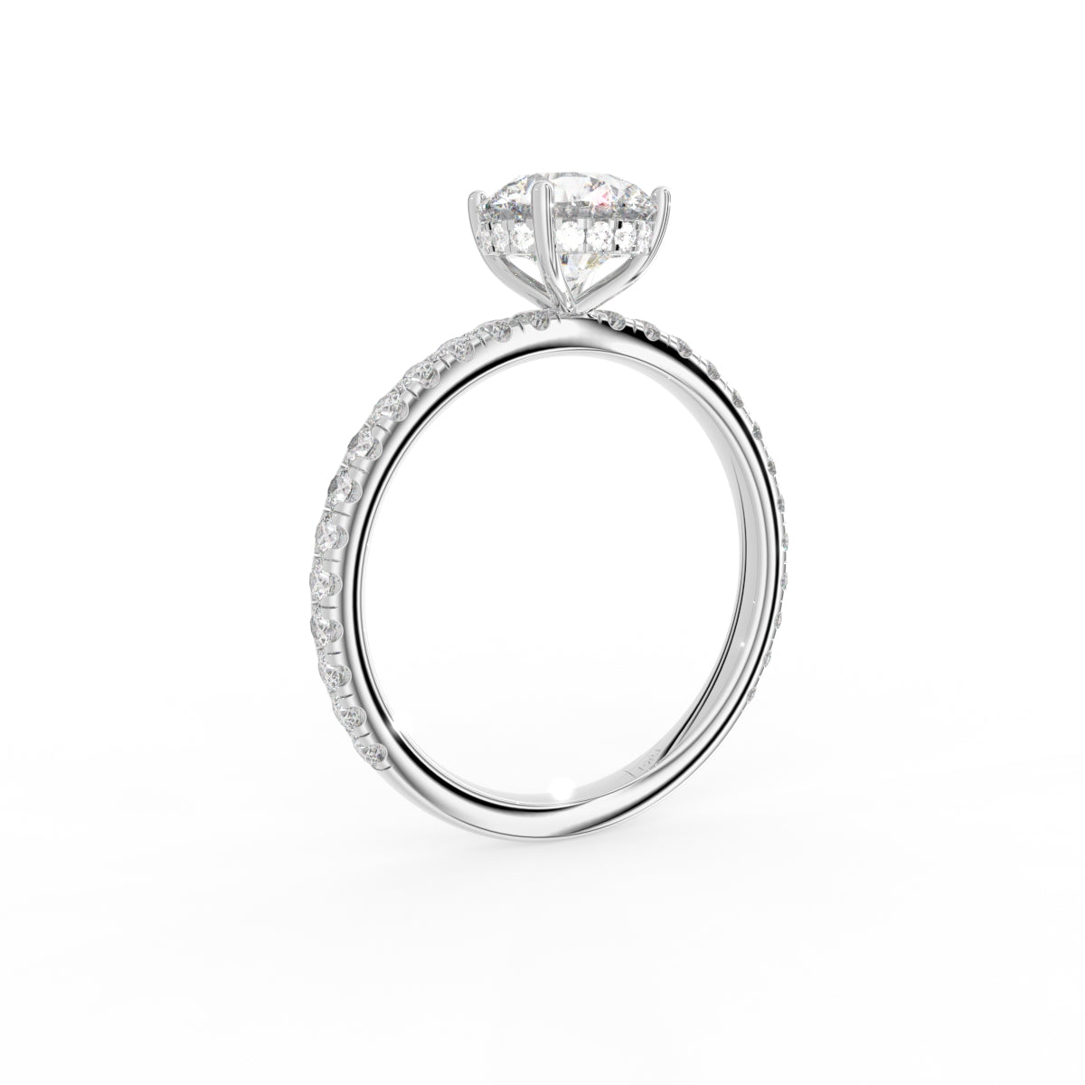 18K Solitaire Round Diamond Engagement Ring — 3D VIEW