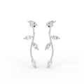 14K White Gold Marquise Leaf Diamond Drop Earrings — TOP