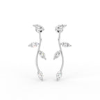 14K White Gold Marquise Leaf Diamond Drop Earrings — TOP