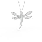18K Dragonfly Diamond Pendant — FRONT