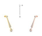 18K Round Pear Drop Diamond Earrings — 3 COLOR