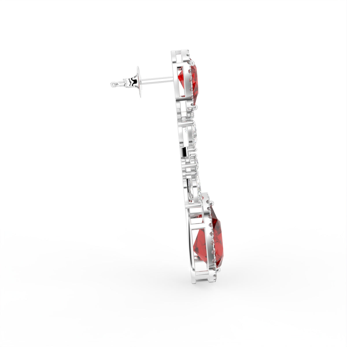 18K Pear Diamond Drop Earrings — SIDE VIEW
