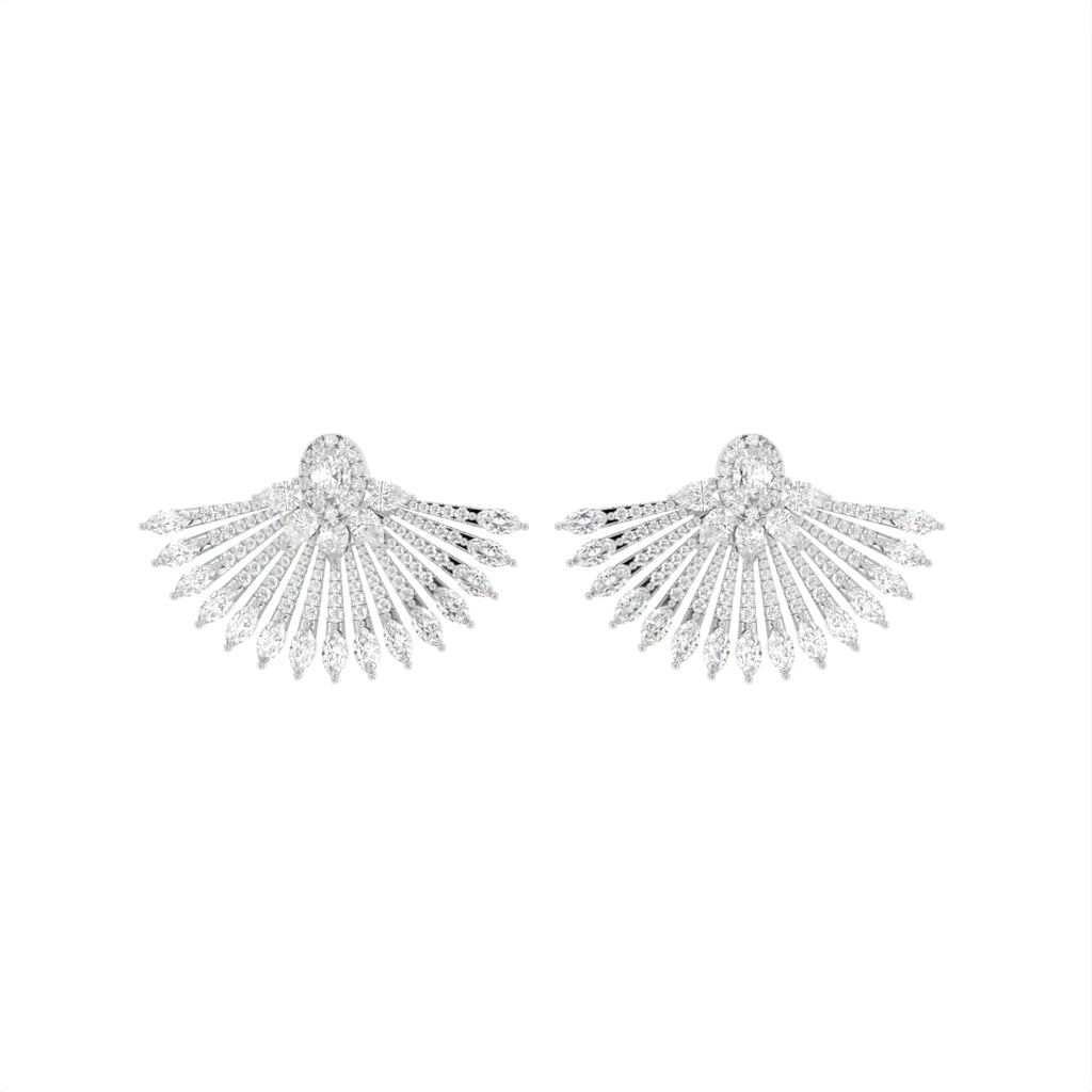 18K Fan Round Diamond Earrings — TOP