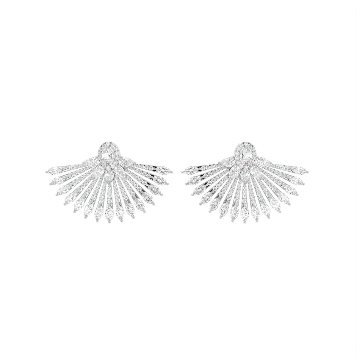 18K Fan Round Diamond Earrings — TOP