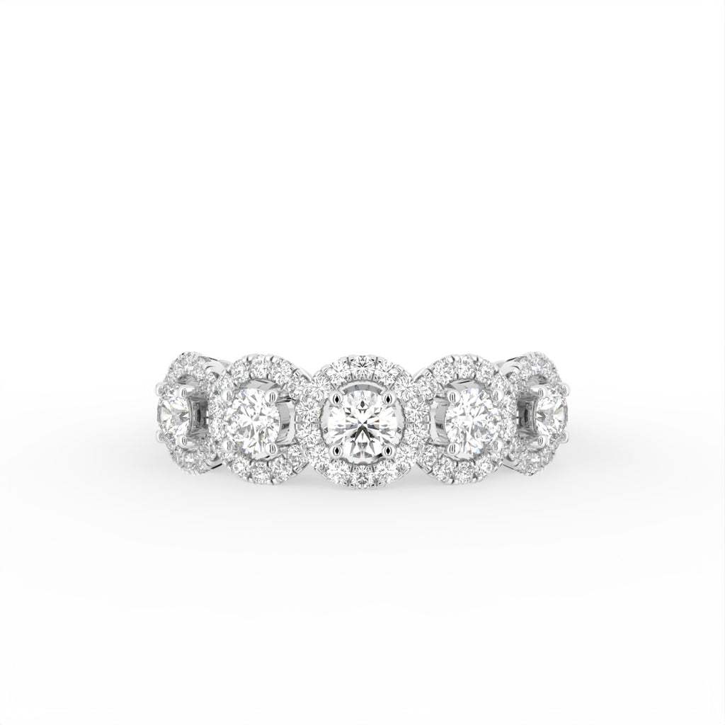 18K Halo Round Diamond Ring — TOP