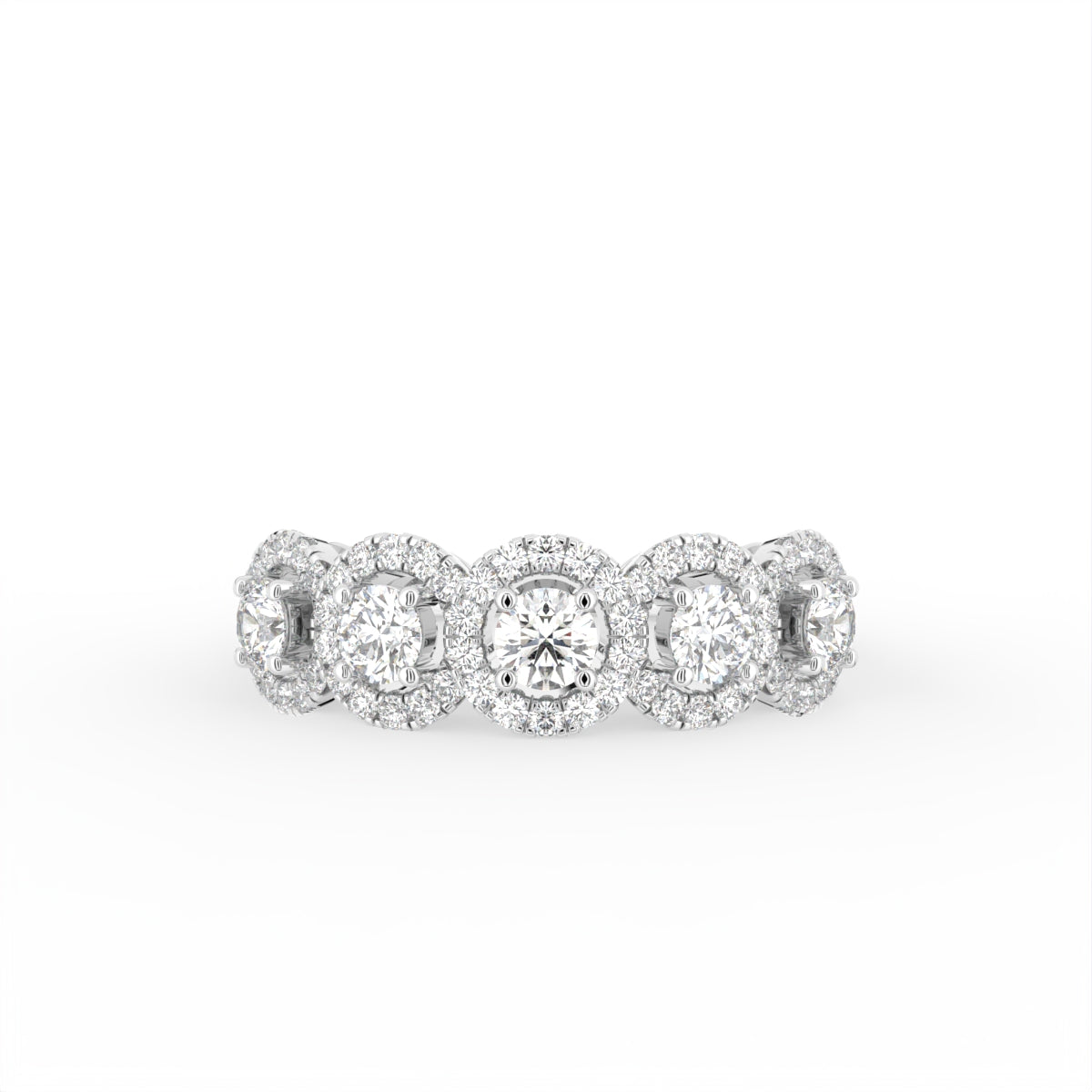18K Halo Round Diamond Ring — TOP