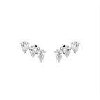18K White Gold Pear Diamond Climber Earrings — TOP