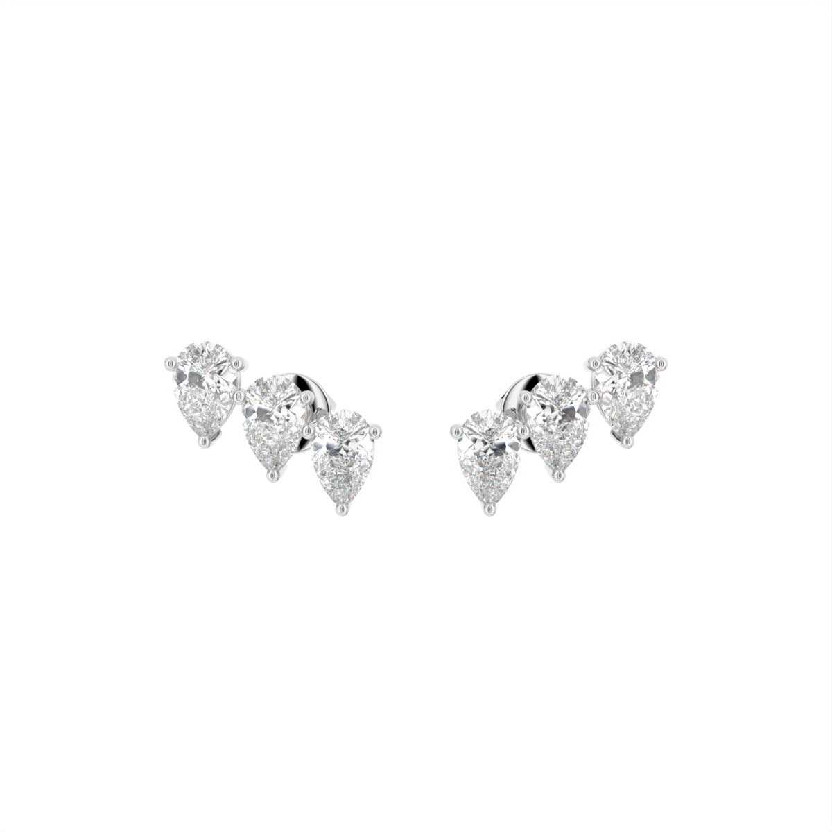 18K White Gold Pear Diamond Climber Earrings — TOP