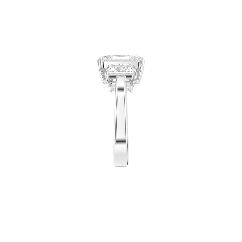 18K Trilogy Three-Stone Diamond Engagement Ring — SIDE