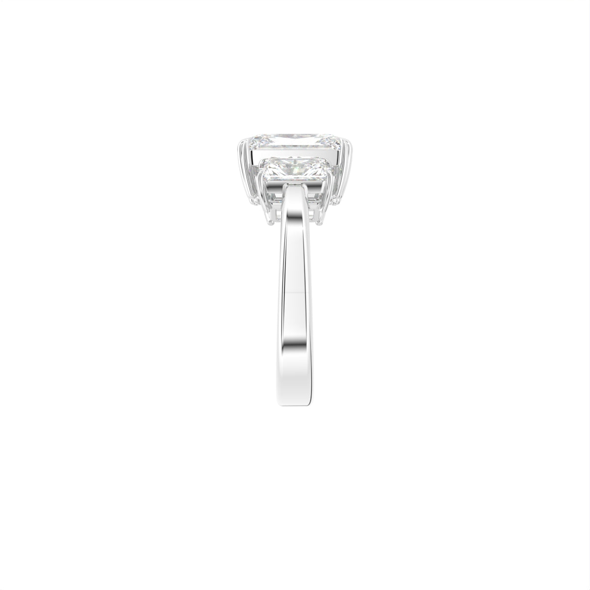 18K Trilogy Three-Stone Diamond Engagement Ring — SIDE