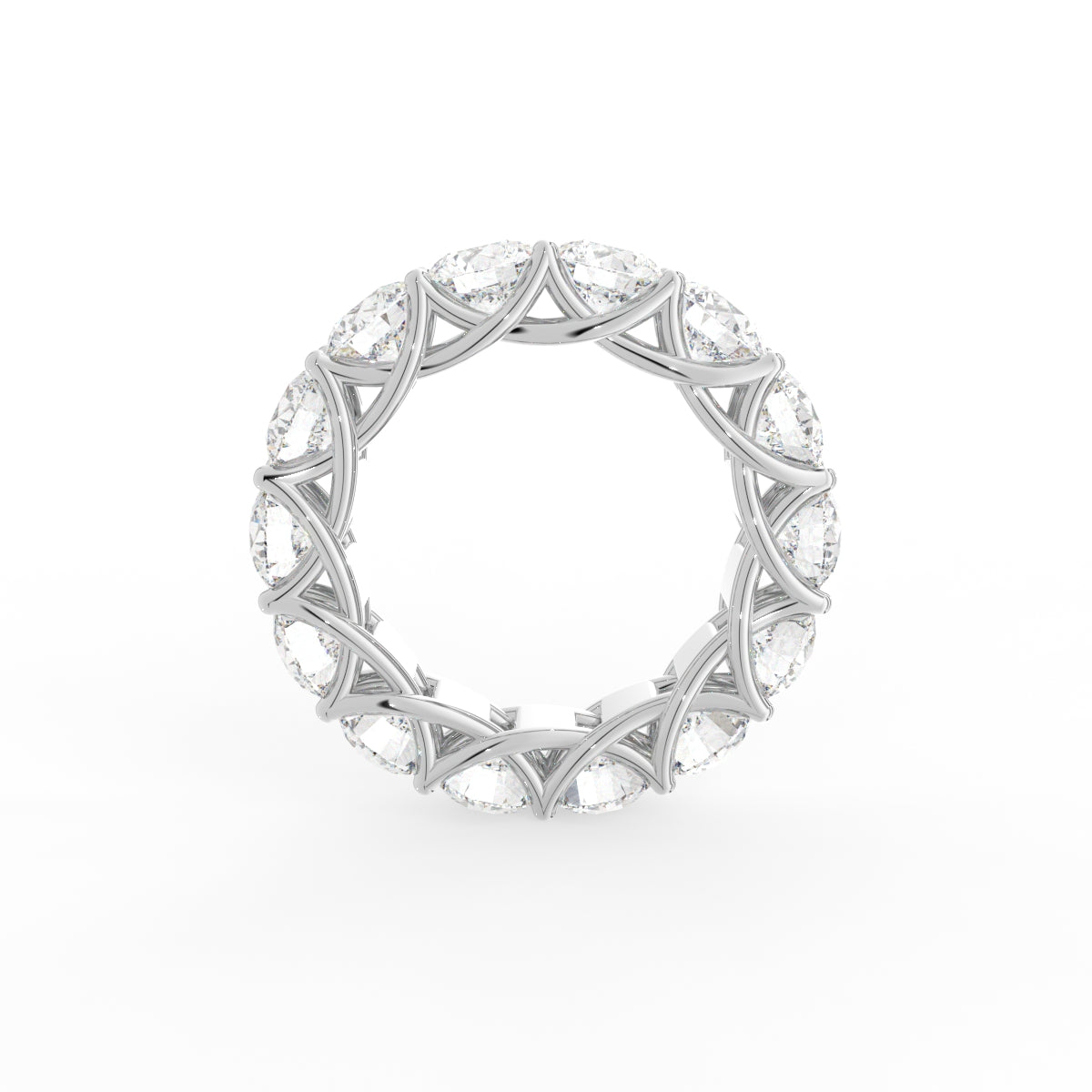 18K Full Eternity Round Diamond Ring — FRONT