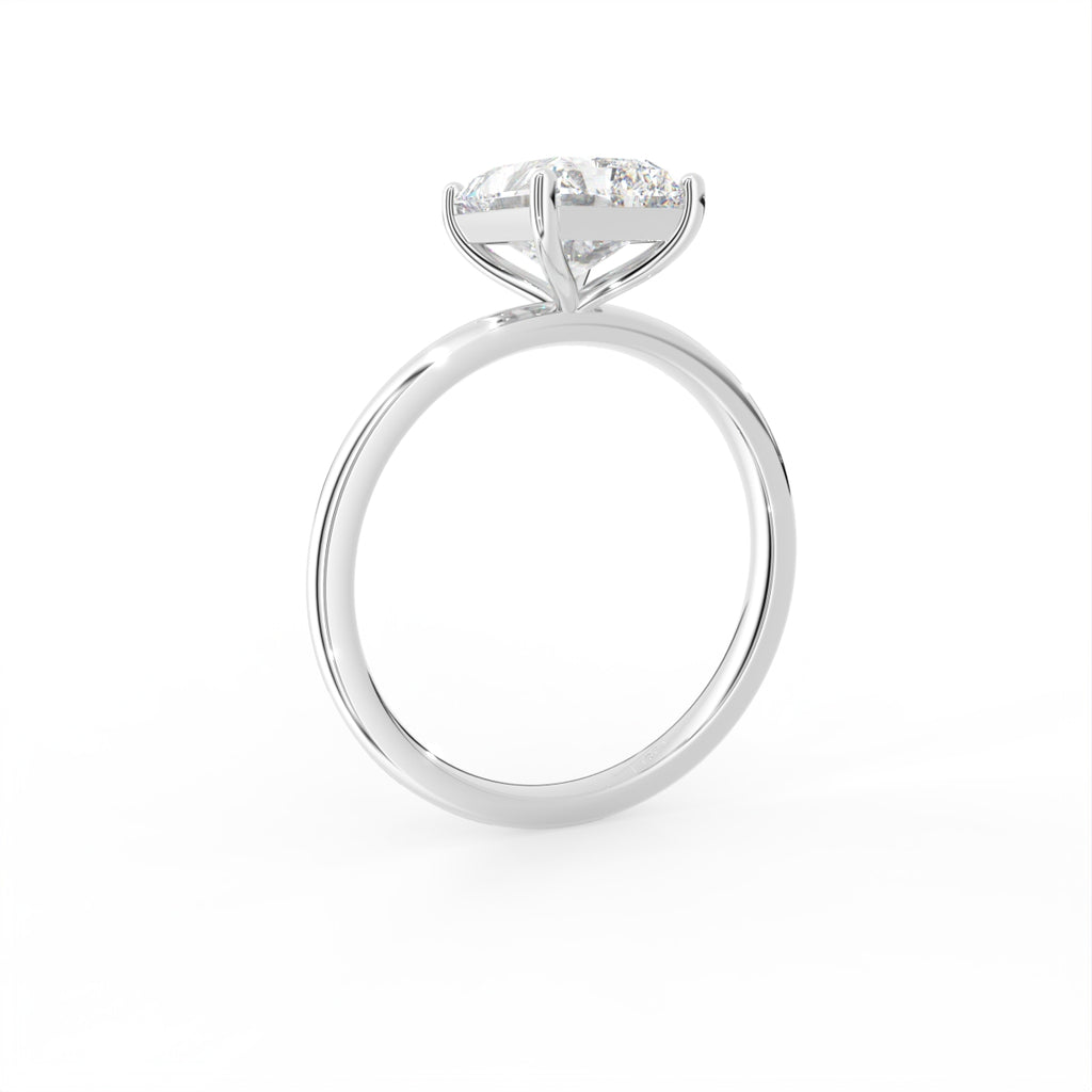 18K Solitaire Radiant Diamond Engagement Ring — 3D VIEW
