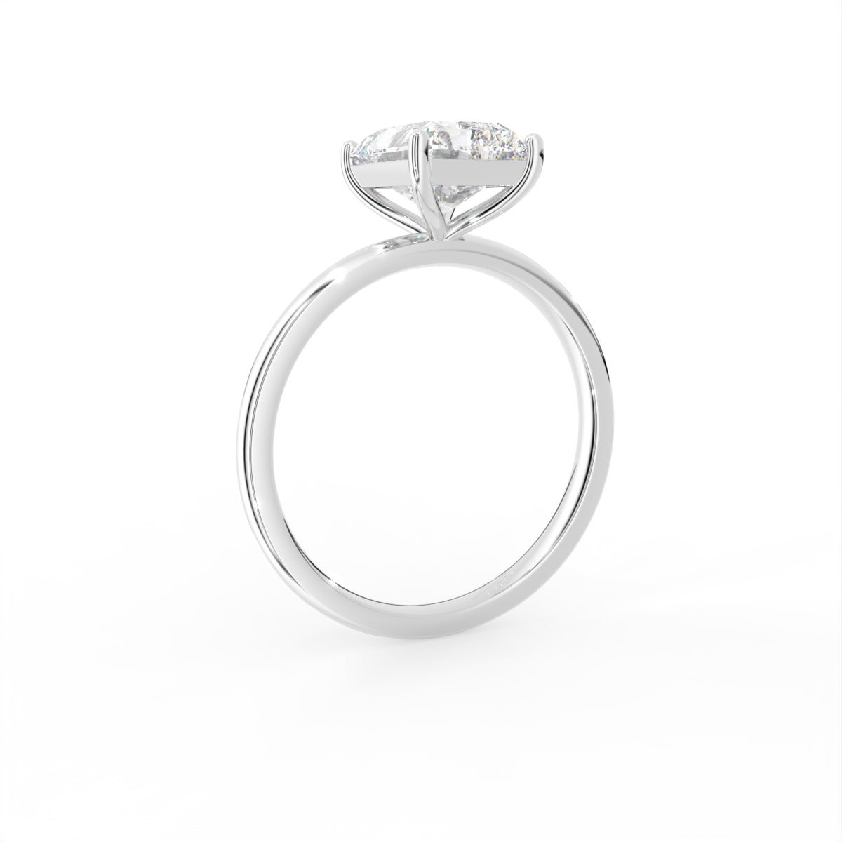 18K Solitaire Radiant Diamond Engagement Ring — 3D VIEW