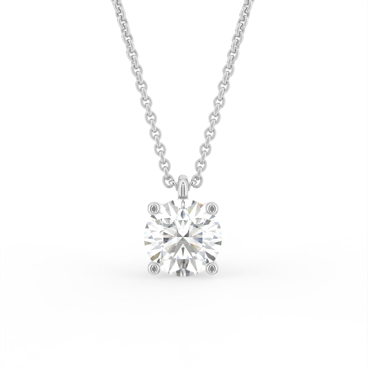 18K Solitaire Diamond Pendant — FRONT