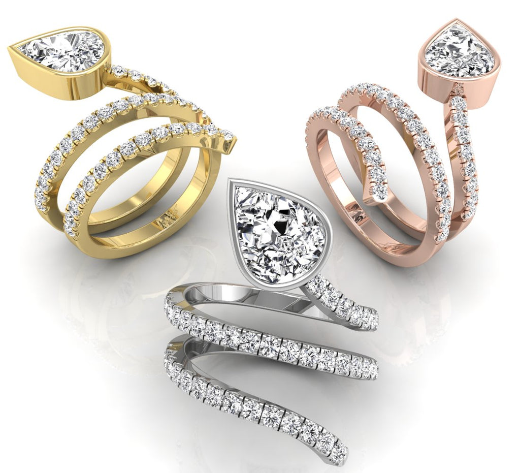 18K Bespoke Pear Diamond Wrap Ring — 3 COLOR