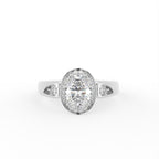 14K White Gold Halo Oval Diamond Ring — TOP