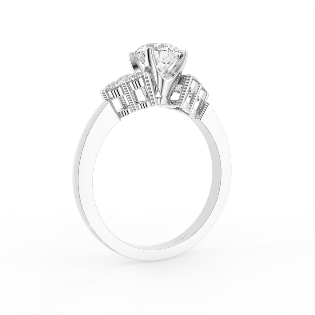 18K Solitaire Round Diamond Engagement Ring — 3D VIEW