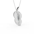 14K White Gold Floral Baguette Diamond Pendant — FRONT