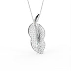 14K White Gold Floral Baguette Diamond Pendant — FRONT