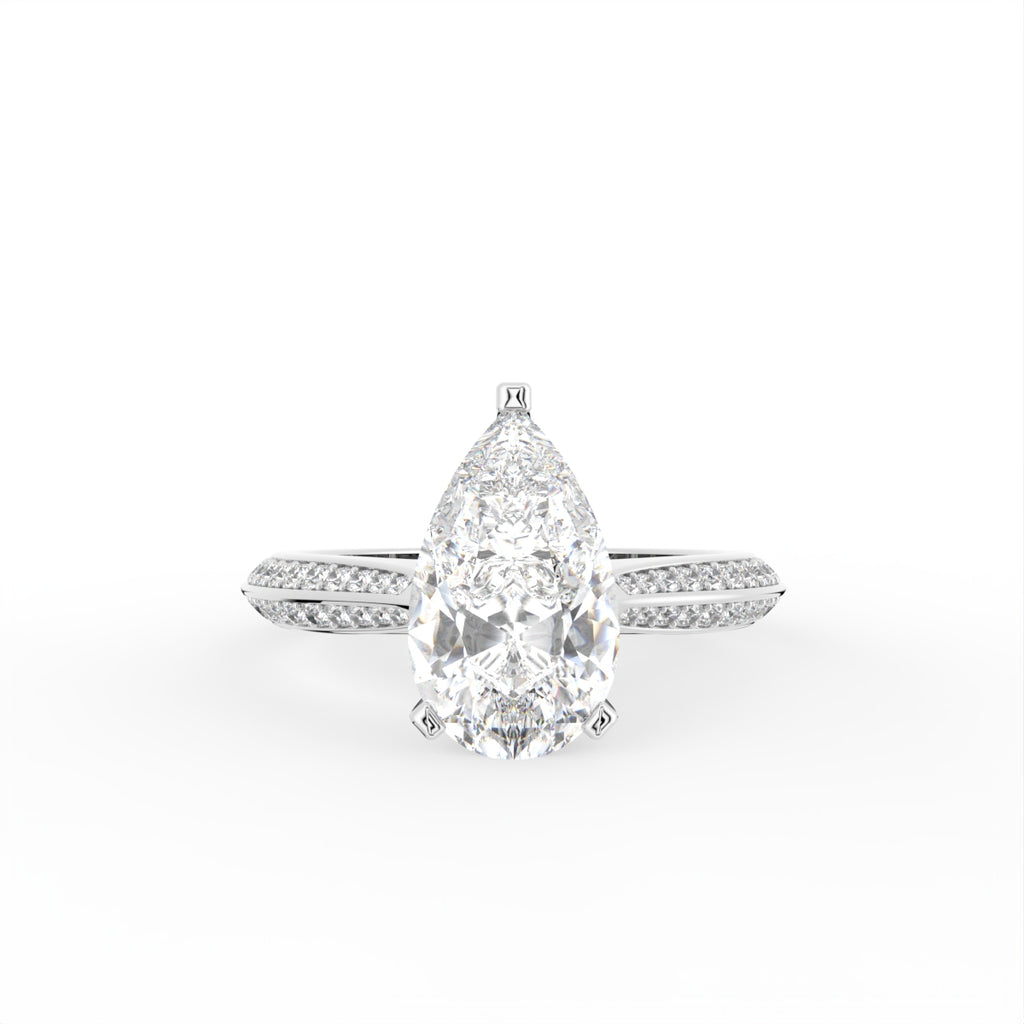18K Solitaire Pear Diamond Engagement Ring — TOP