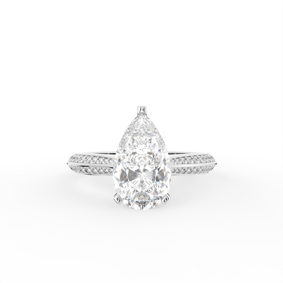 18K Solitaire Pear Diamond Engagement Ring — TOP