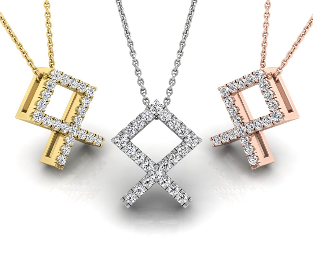 vimg:FJ1439|vimg:FJ2943|18K White Gold Othala Viking Round Diamond Pendant — 3 COLOR