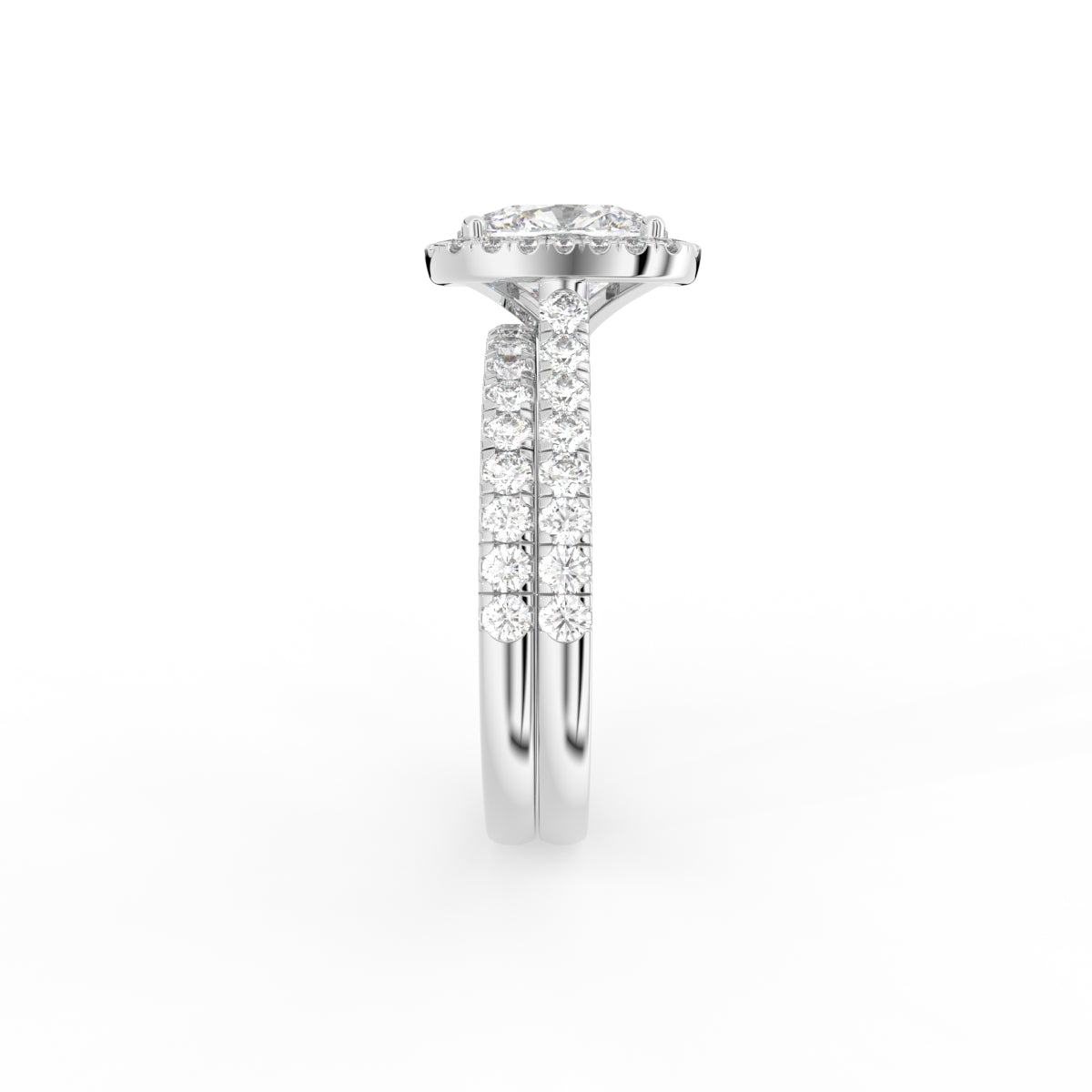 18K Halo Cushion Diamond Ring — SIDE