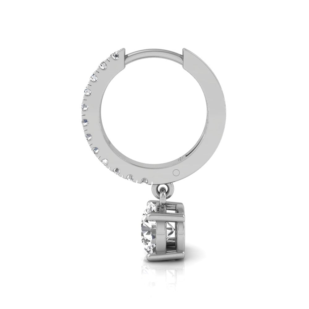 18K Round Drop Diamond Earrings — SIDE VIEW
