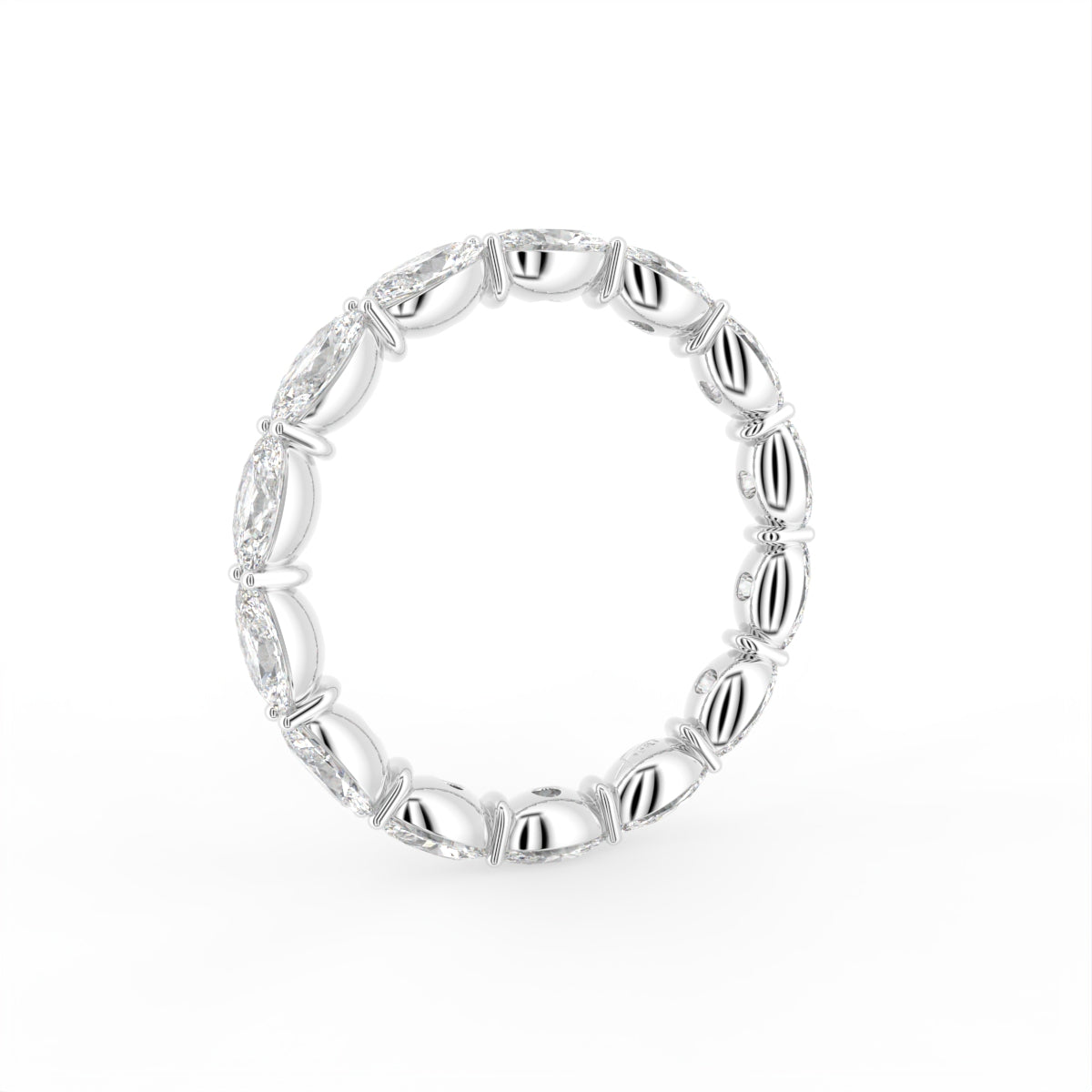 18K Oval Eternity Diamond Ring — 3D VIEW