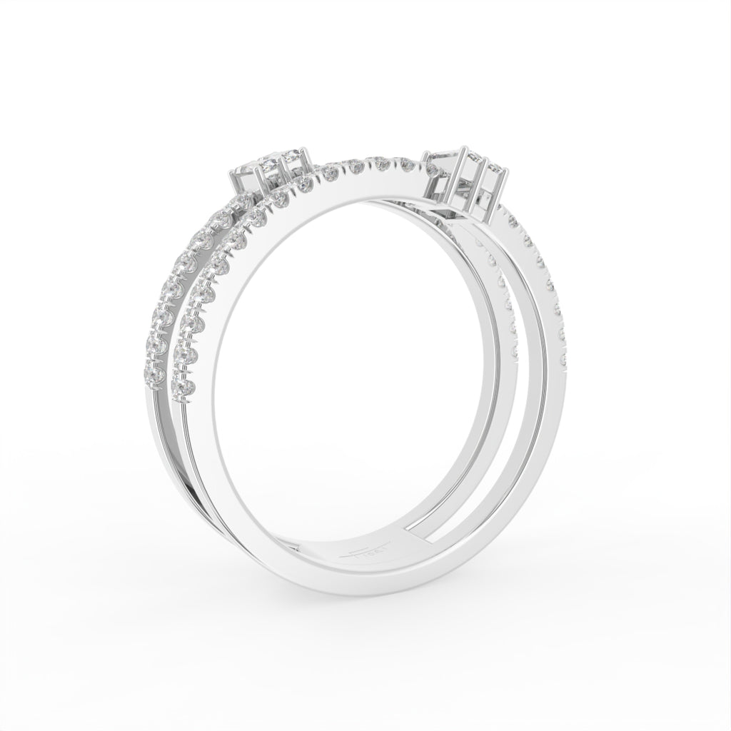 18K Baguette Pave Diamond Ring — 3D VIEW
