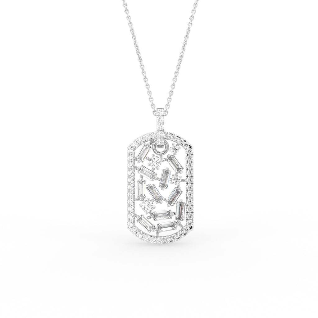18K Dog Tag Diamond Pendant — FRONT