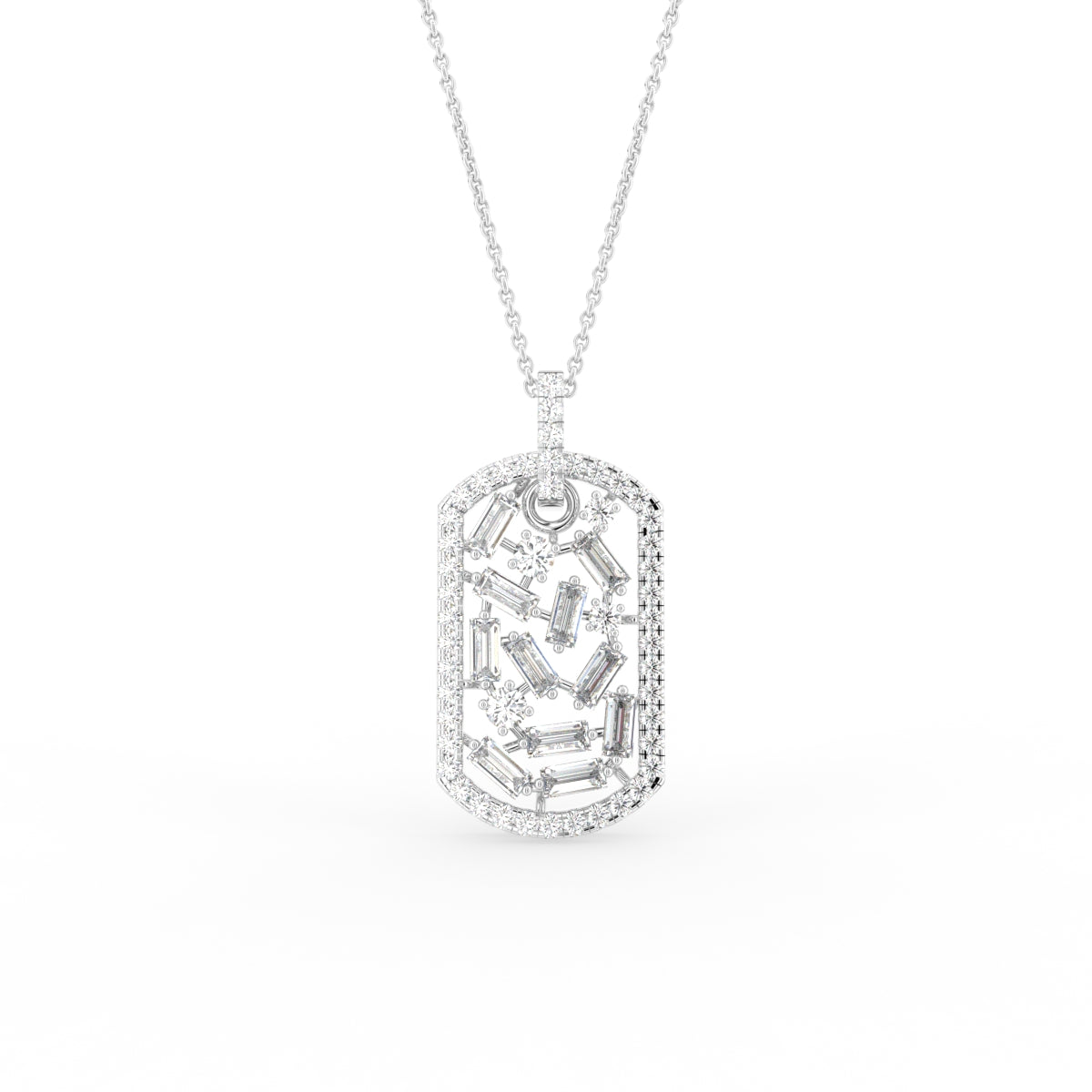 18K Dog Tag Diamond Pendant — FRONT