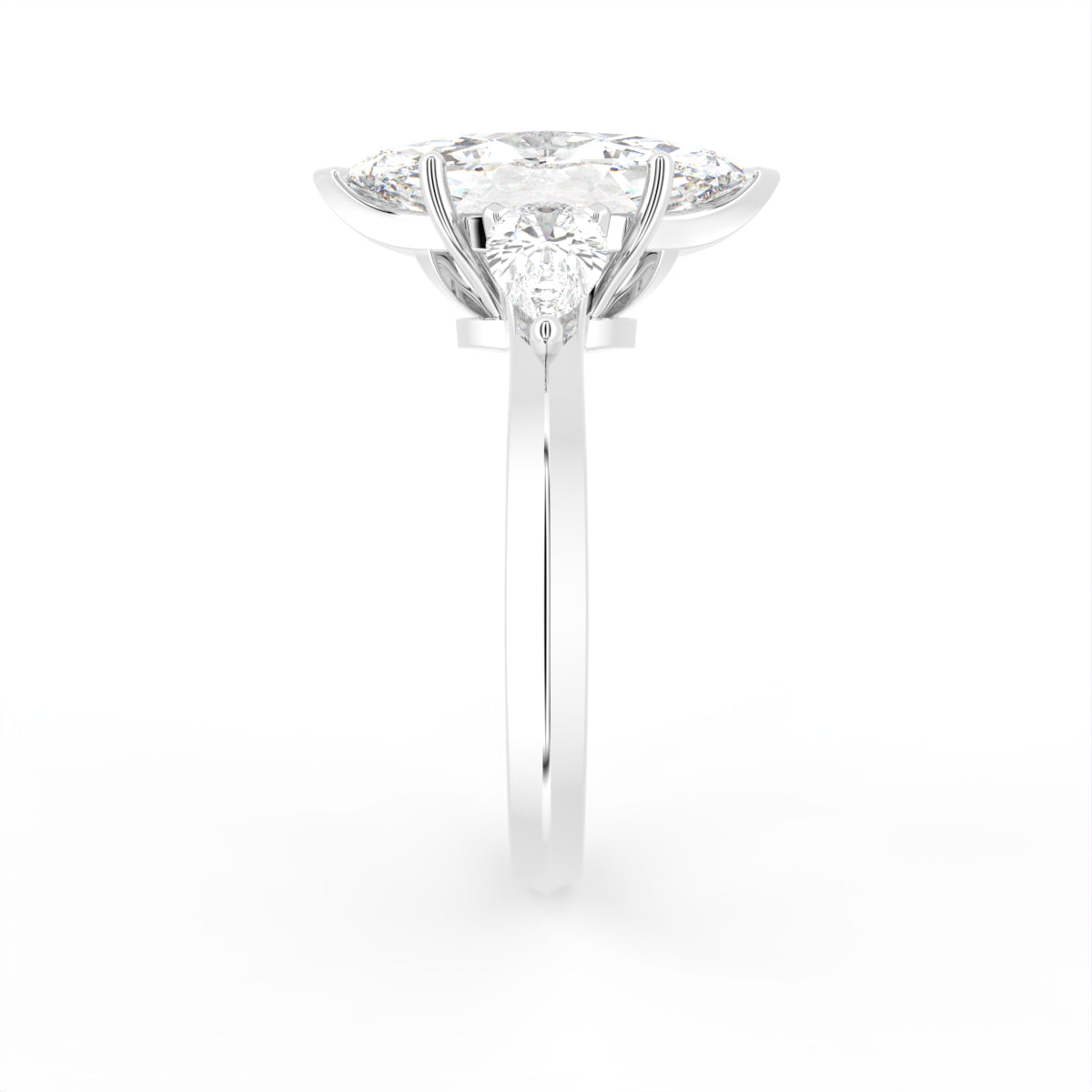 vimg:Z00213|18K White Gold Trilogy Marquise Diamond Ring — SIDE