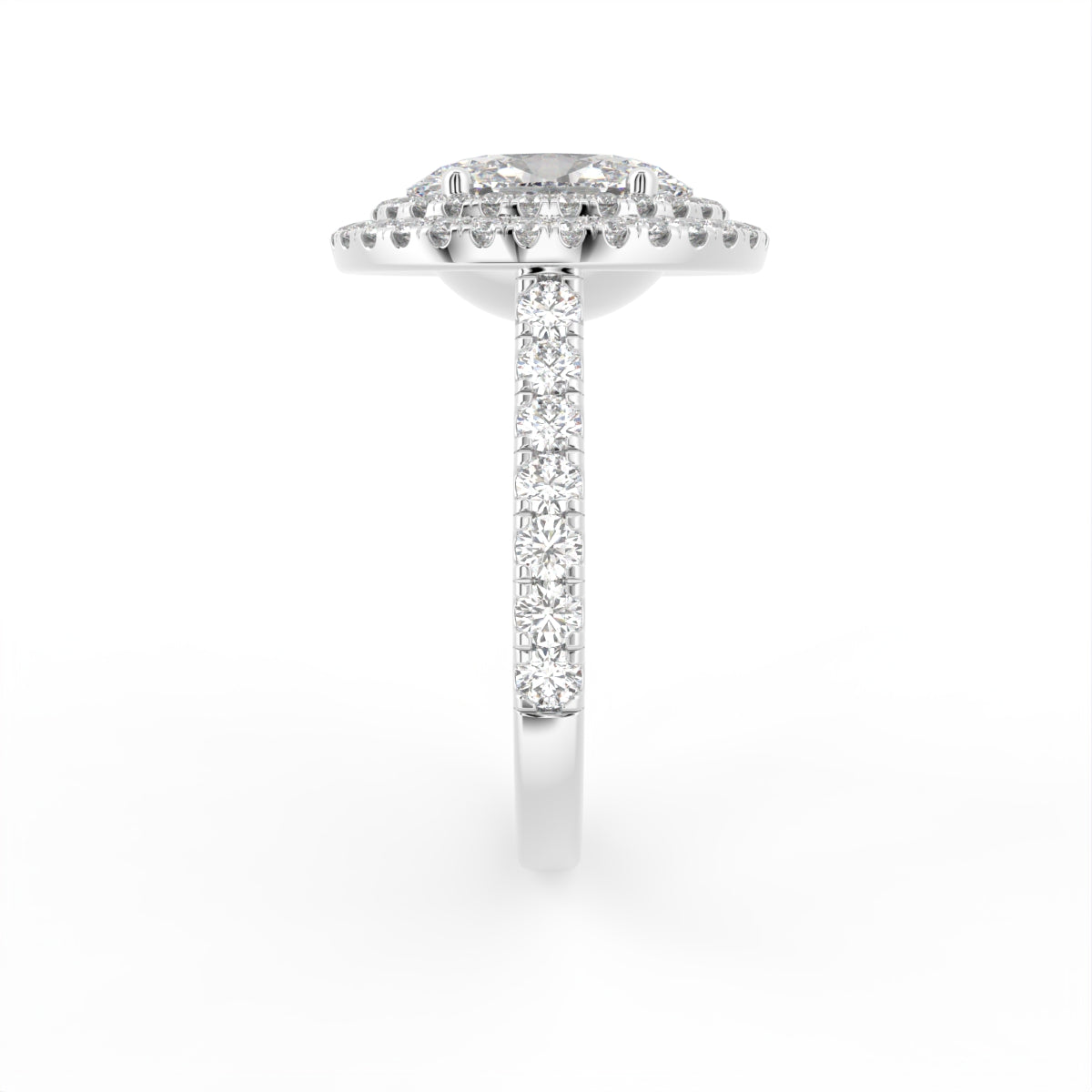 vimg:Z00232|18K Halo Oval Diamond Solitaire Ring — SIDE