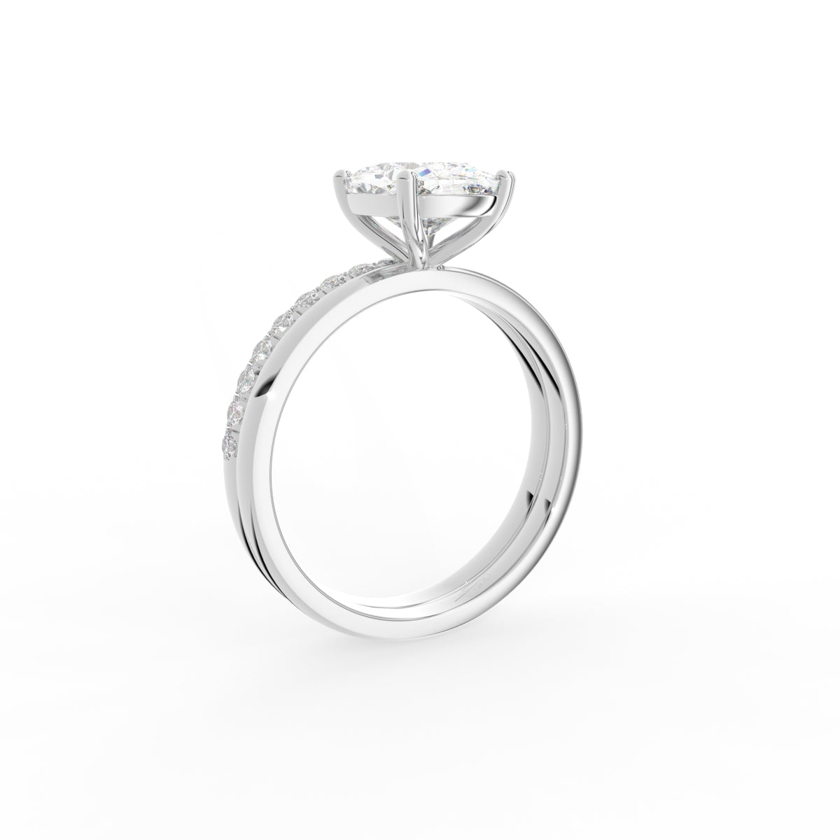 18K Solitaire Cushion Diamond Ring — 3D VIEW