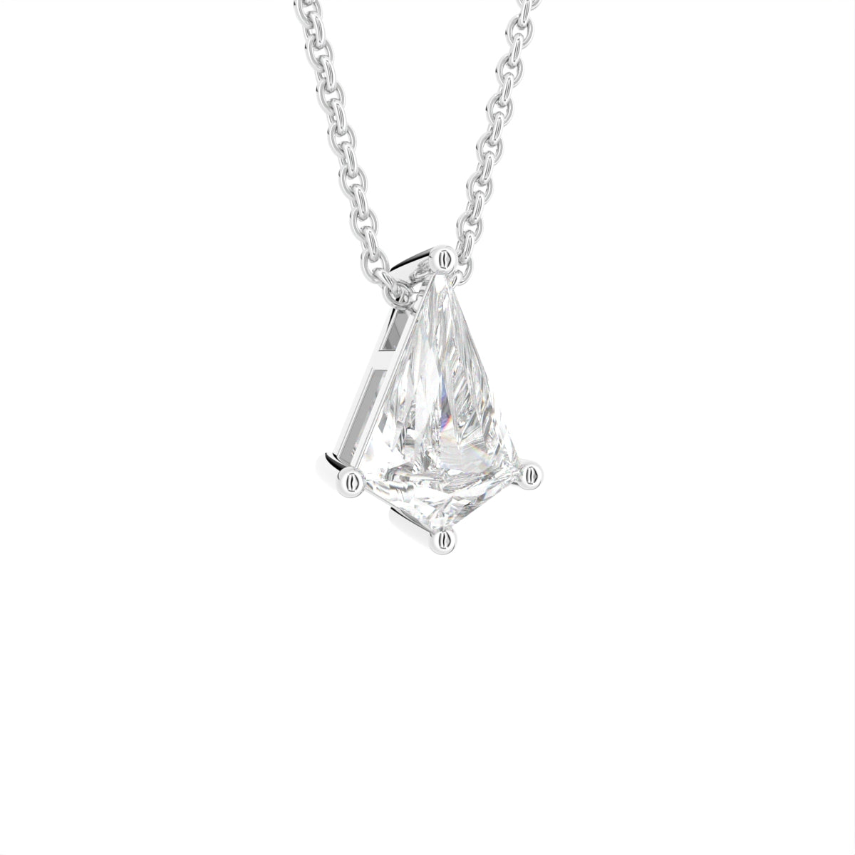 18K Solitaire Fancy Cut Diamond Pendant — 3D VIEW