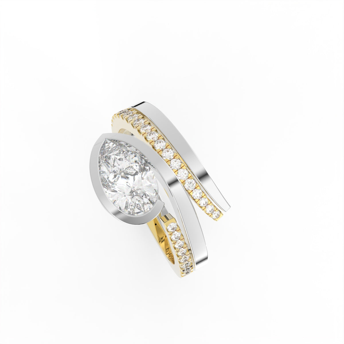 Sterling Silver Pear Diamond Ring — IMAGE URL