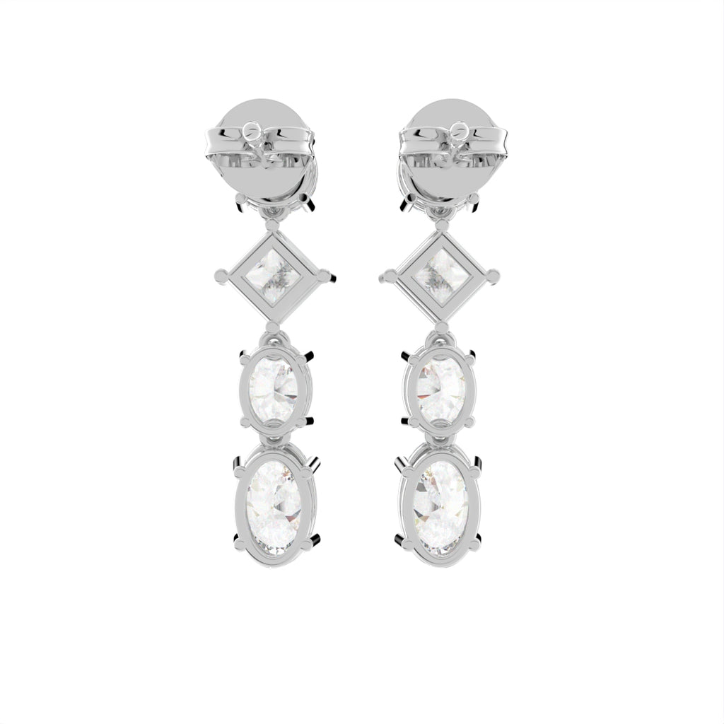 18K Round Diamond Drop Earrings — BACK